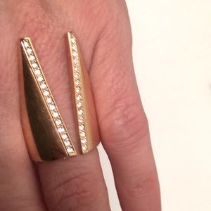 Celebrity Stylist Archive | CC SKYE Diamond Gold V Ring with faux diamond accent